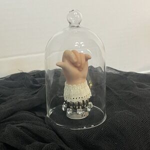 altered art 2 pc HALLOWEEN‎ DOLL HAND & Cloche OOAK Mixed Media 5" Tall